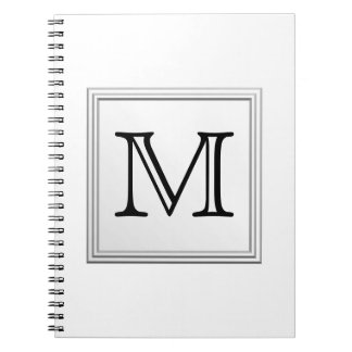 Cuaderno Monograma Personalizado impreso.Blanco y negro.