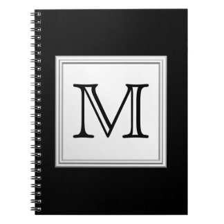 Cuaderno Monograma Personalizado impreso. Negro y gris páli