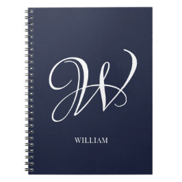 Cuaderno Monograma personalizado inicial elegante azul mari