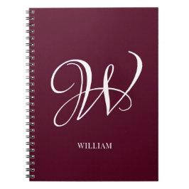 Cuaderno Monograma personalizado inicial elegante burgundy