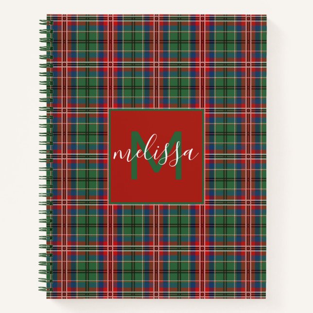 Cuaderno Monograma personalizado MacCulloch Tartan Plaid (Anverso)