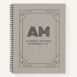 Cuaderno Monograma personalizado minimalista de carbón y ta