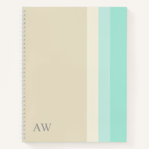 Cuaderno Monograma personalizado moderno beige arena y azul
