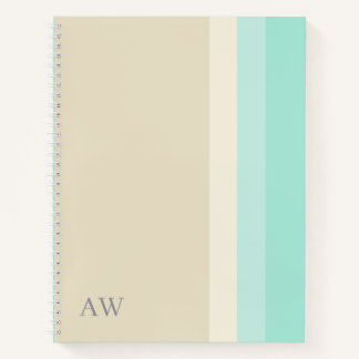 Cuaderno Monograma personalizado moderno beige arena y azul