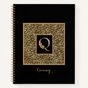 Cuaderno Monograma personalizado moderno de oro con letra Q