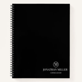 Cuaderno Monograma Personalizado Moderno en Blanco y Negro