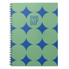 Cuaderno Monograma personalizado moderno en punto, azul per