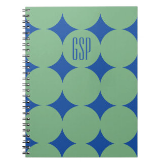 Cuaderno Monograma personalizado moderno en punto, azul per