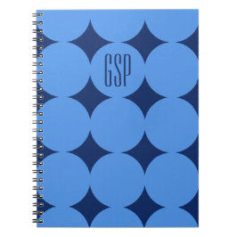 Cuaderno Monograma personalizado moderno en punto, azul per