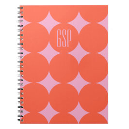 Cuaderno Monograma personalizado moderno en punto, naranja 
