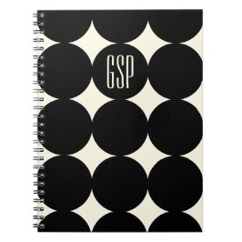 Cuaderno Monograma personalizado moderno en punto, negro pe