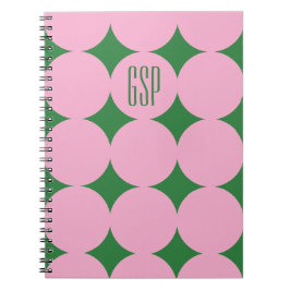 Cuaderno Monograma personalizado moderno en punto, rosa per