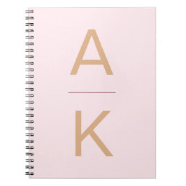 Cuaderno Monograma personalizado moderno rosa y dorado de R