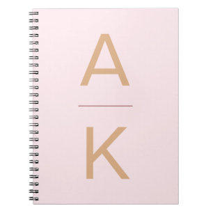Cuaderno Monograma personalizado moderno rosa y dorado de R