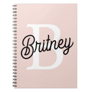Cuaderno Monograma personalizado moderno y nombre Pastel ro