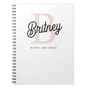 Cuaderno Monograma personalizado moderno y nombre Pastel ro
