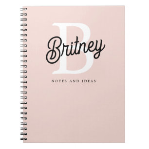 Cuaderno Monograma personalizado moderno y nombre Pastel ro