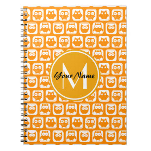 Cuaderno Monograma Personalizado naranja Owls