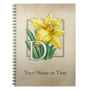 Cuaderno Monograma personalizado narciso amarillo