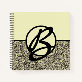 Cuaderno Monograma Personalizado Negro Crema Leopardo