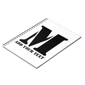 Cuaderno Monograma Personalizado Negro Texto Moderno Person