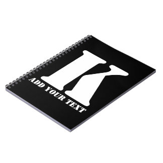 Cuaderno Monograma Personalizado Negro Texto Moderno Person