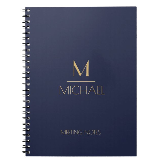 Cuaderno Monograma personalizado | Nombre de la Marina y Or (Frente)