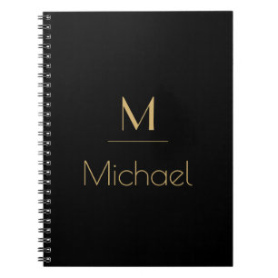Cuaderno Monograma Personalizado   Nombre Negro y Dorado