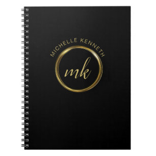 Cuaderno Monograma personalizado oro elegante