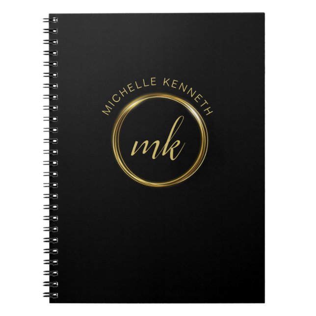 Cuaderno Monograma personalizado oro elegante (Frente)
