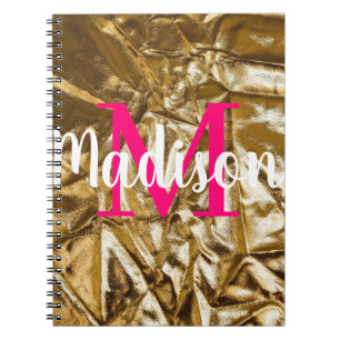 Cuaderno Monograma Personalizado rosa dorado personalizado