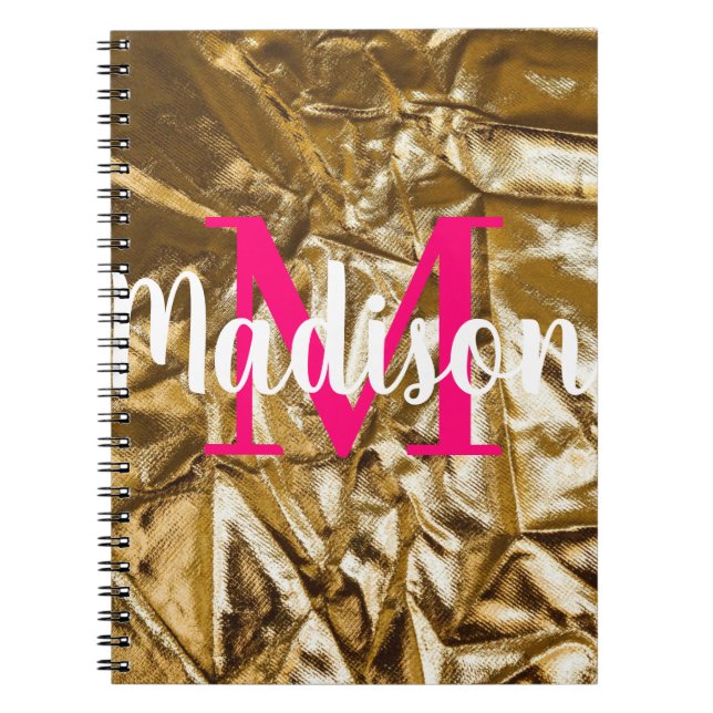 Cuaderno Monograma Personalizado rosa dorado personalizado (Frente)