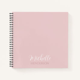 Cuaderno Monograma Personalizado Rosa Moderno y Simple