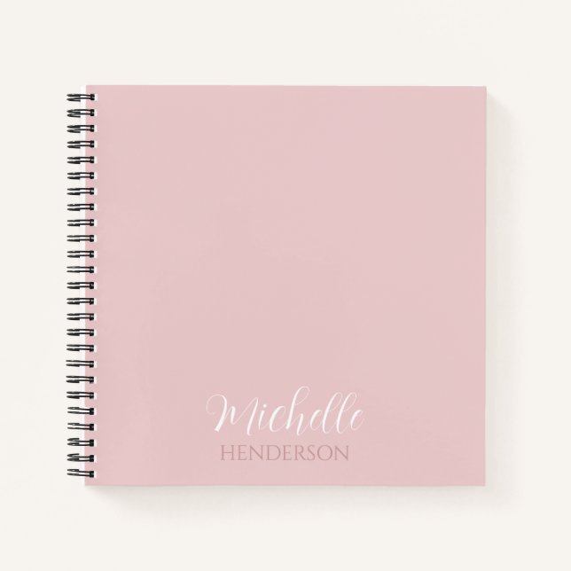 Cuaderno Monograma Personalizado Rosa Moderno y Simple (Anverso)