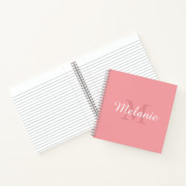 Cuaderno Monograma Personalizado Sencillo y Elegante Rosa