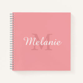 Cuaderno Monograma Personalizado Sencillo y Elegante Rosa