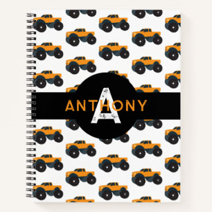 Cuaderno Monograma Personalizado Vehículo de Camión Monstru