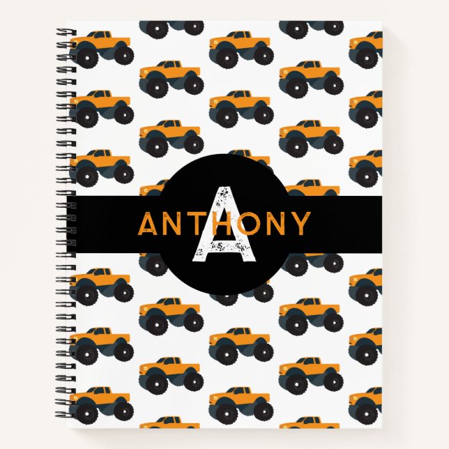 Cuaderno Monograma Personalizado Vehículo de Camión Monstru (Anverso)