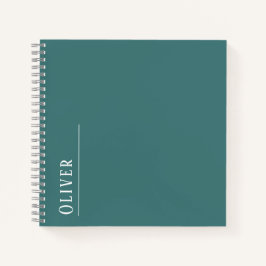 Cuaderno Monograma personalizado, verde azul teñido 