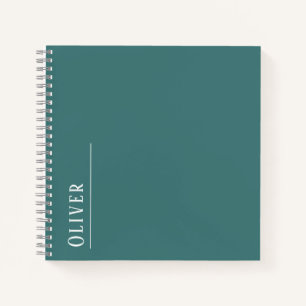 Cuaderno Monograma personalizado, verde azul teñido