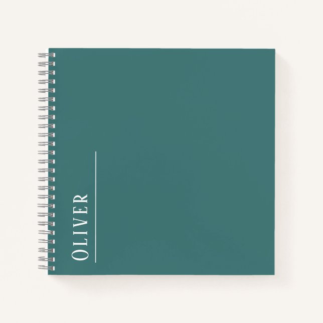 Cuaderno Monograma personalizado, verde azulado (Anverso)