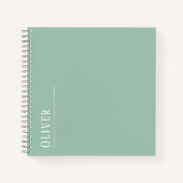 Cuaderno Monograma personalizado, verde salvia moderno