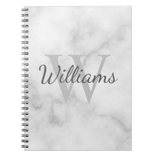 Cuaderno Monograma personalizado y apariencia de mármol de