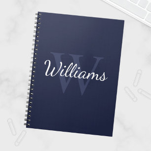 Cuaderno Monograma personalizado y nombre azul de la Marina