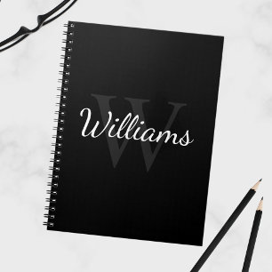 Cuaderno Monograma personalizado y nombre negro