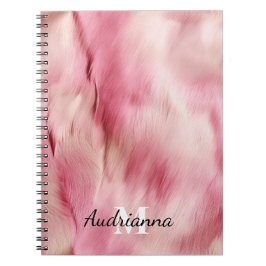 Cuaderno Monograma Piel de vaca de lechuza rosa moda