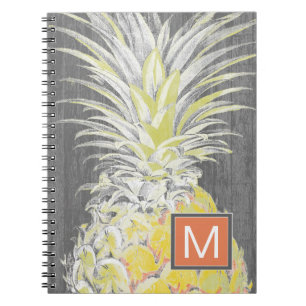 Cuaderno Monograma  Pinneapple amarillo tropical