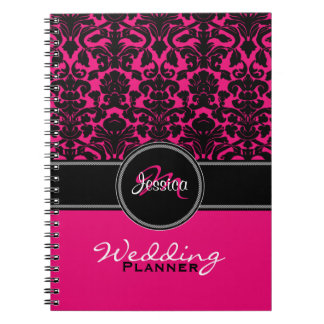Cuaderno Monograma planificador de casamiento blanco negro