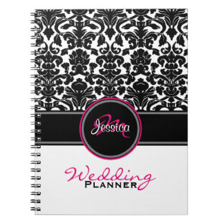 Cuaderno Monograma planificador de casamiento blanco negro