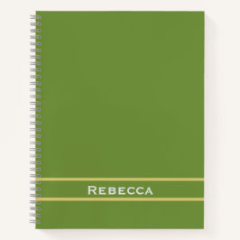 Cuaderno Monograma plano de color sólido verde del bosque